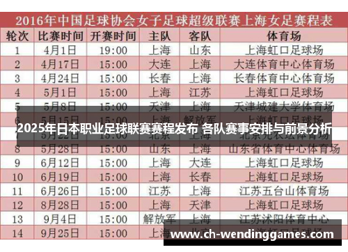 2025年日本职业足球联赛赛程发布 各队赛事安排与前景分析