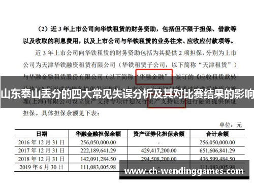 山东泰山丢分的四大常见失误分析及其对比赛结果的影响