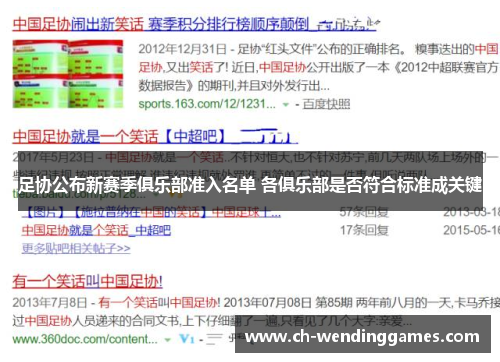 足协公布新赛季俱乐部准入名单 各俱乐部是否符合标准成关键 足协公布新赛季俱乐部准入名单 各俱乐部是否符合标准成关键